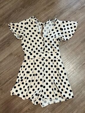 Zara linen polka dot romper